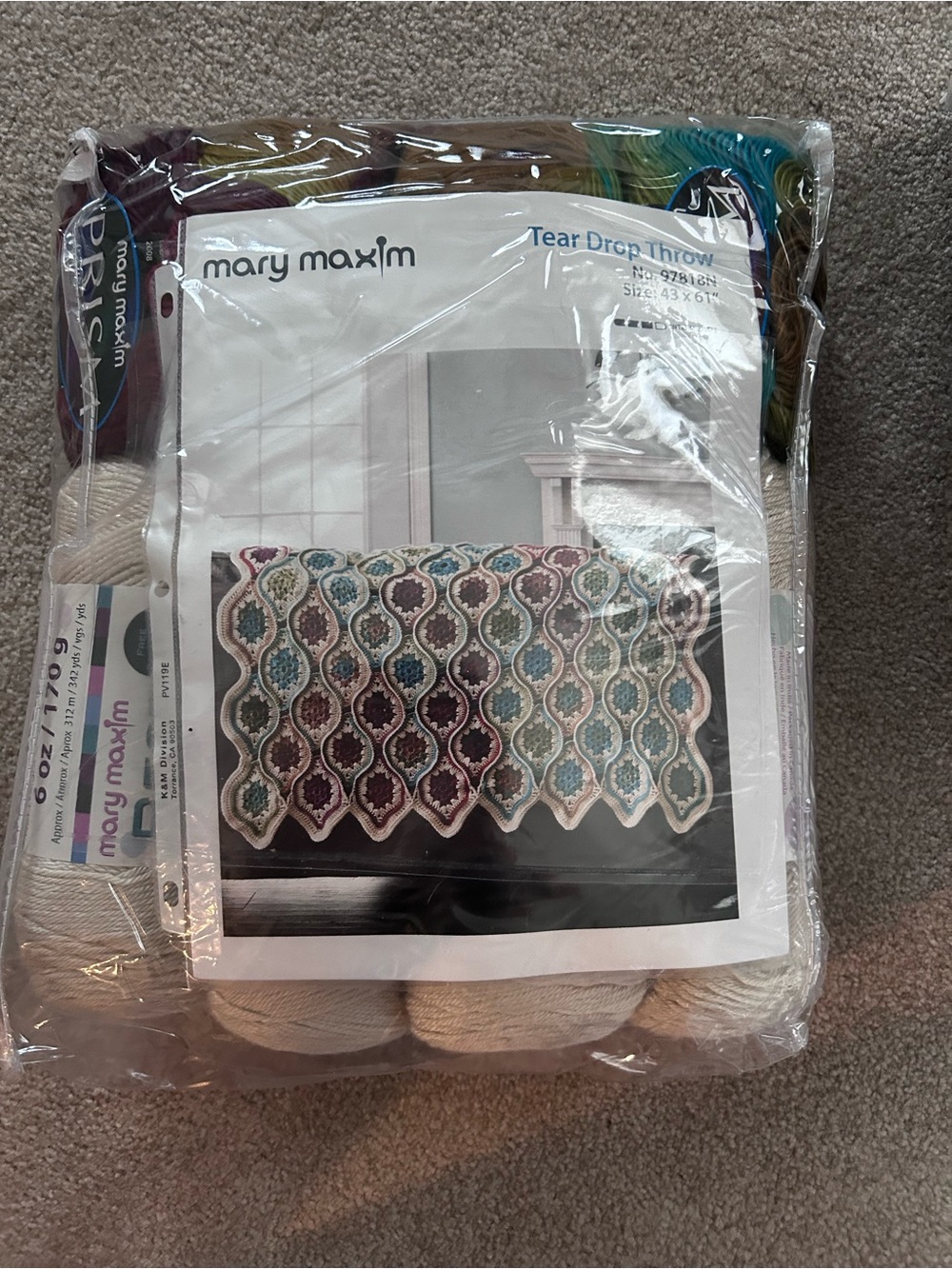 Mary Maxim Teardrop Throw Kit in Multicolor
